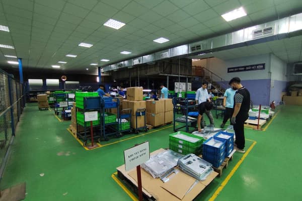 Incoming inspection queue area at an audited Vietnamese factory