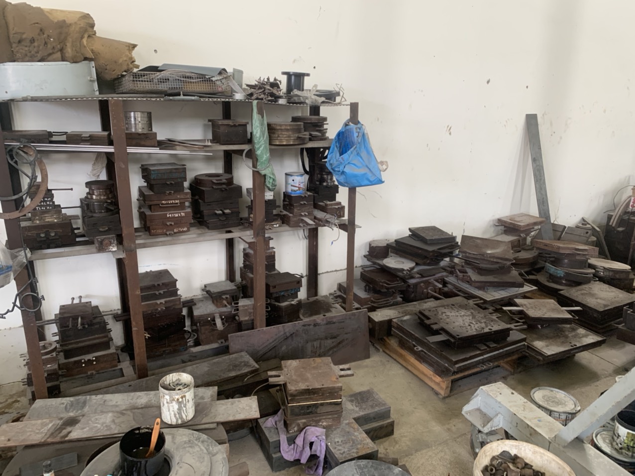 Compression mold storage area at Vietnam rubber factory